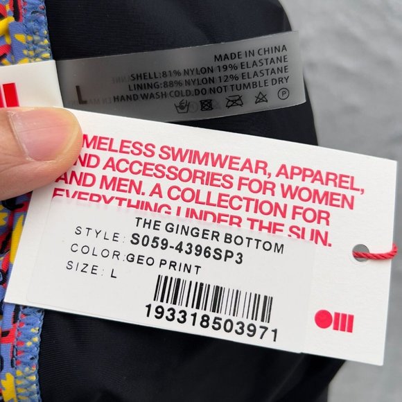 SOLID & STRIPED Ginger Bikini Bottom Size Large Geo.Print Yellow Floral NWT 0100 - Picture 2 of 9